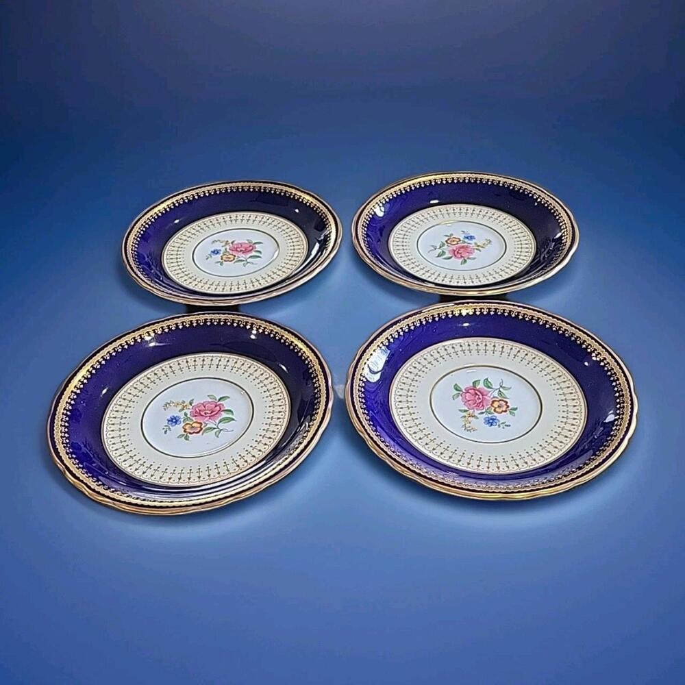 Aynsley Hatfield Cobalt Blue Bone China Sm Plate (4) England (1920's)
